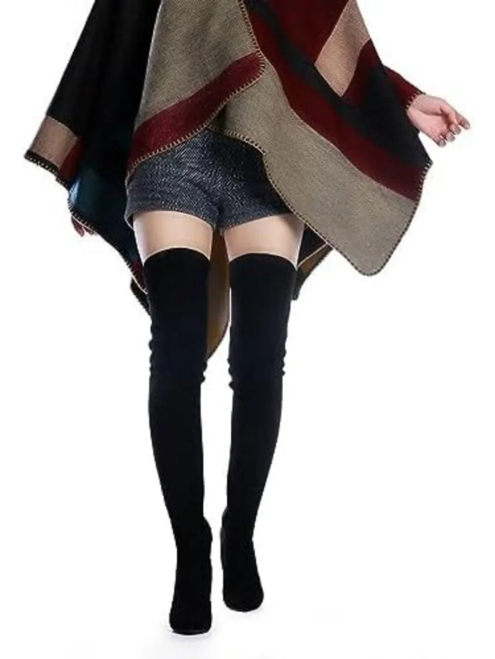 Stylish Over-the-Knee Chunky Heel Boots for Women | Stretch Suede Thigh High